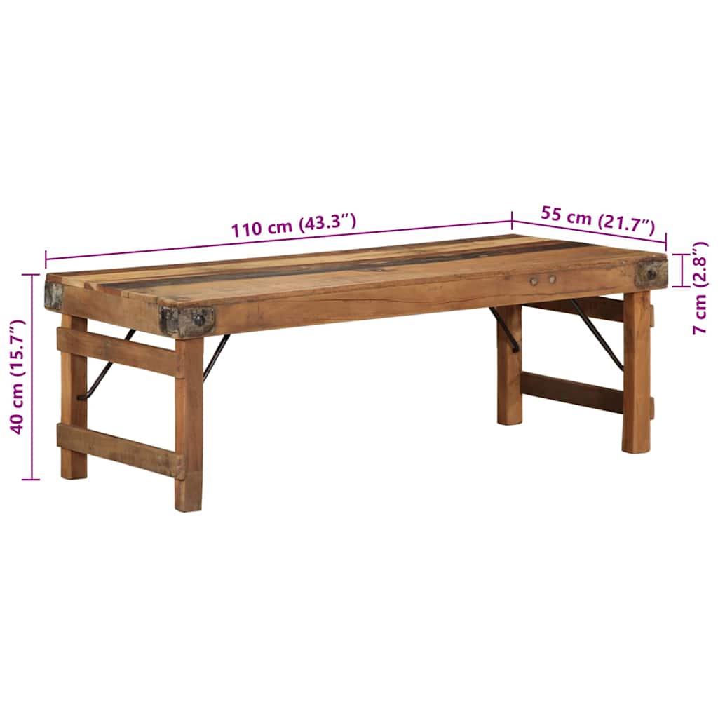 Coffee Table Brown 110 x 55 x 40 cm Solid reclaimed wood